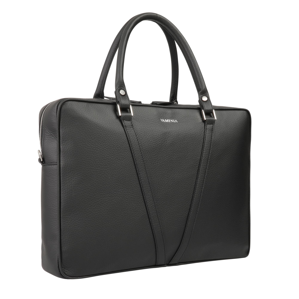 Briefcase made of calfskin black